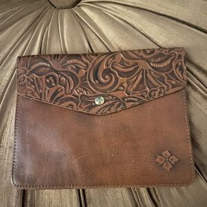 Leather Embossed Envelope Clutch - Brown Gently Used